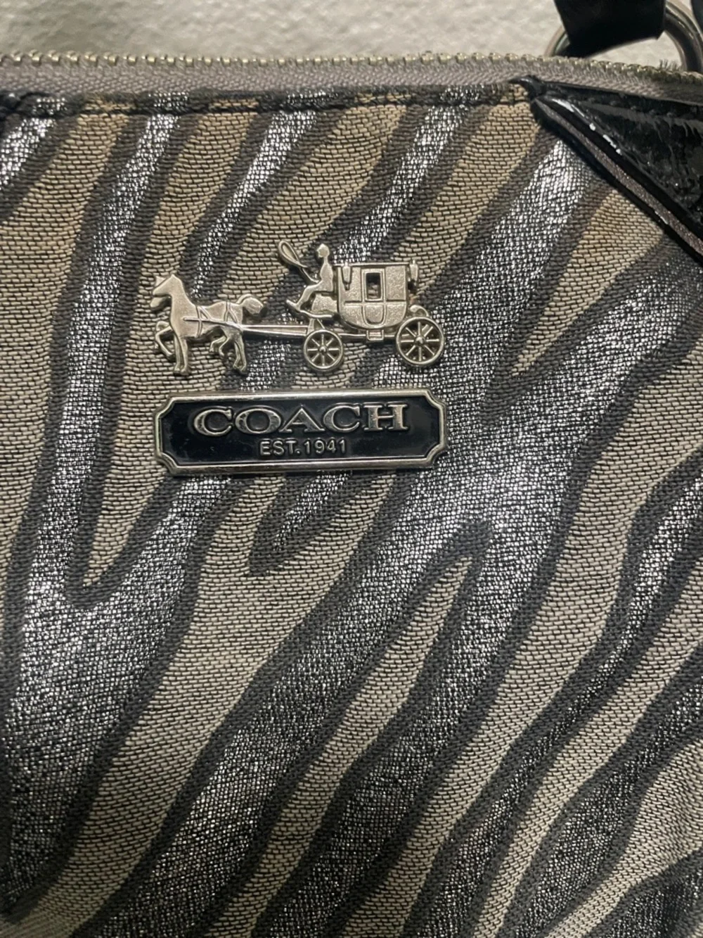 Y2K Coach Zebra Print Satchel in Black and Silver - Picture 3 of 13
